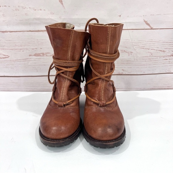 Freebird Genuine Leather Boho Strappy Floppy Jumpn Ankle Block Heel Boots - Picture 3 of 13